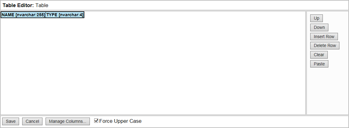 Table Editor dialog.