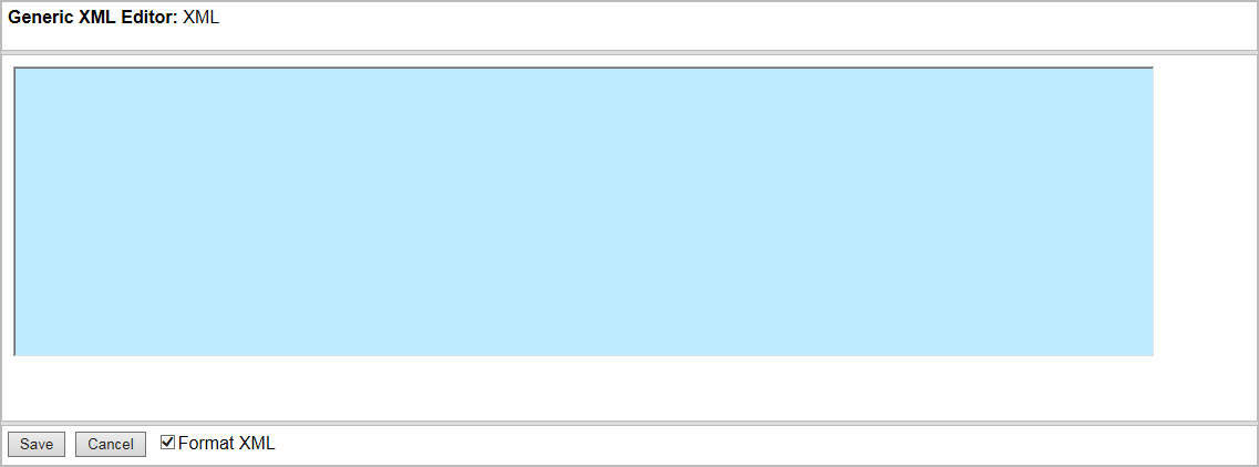 Generic XML Editor dialog.