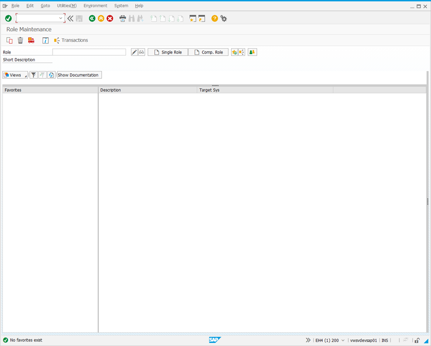 Role Maintenance screen.