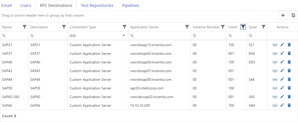Filtering the Data Grid.
