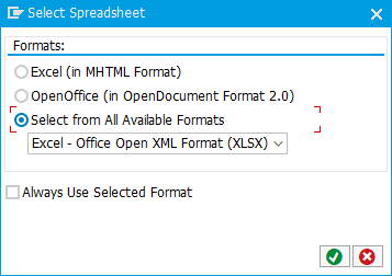 Select Spreadsheet dialog.