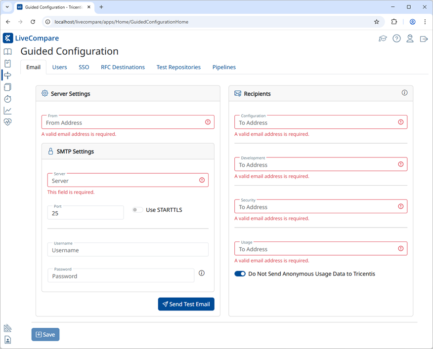 Guided Coinfiguration screen.