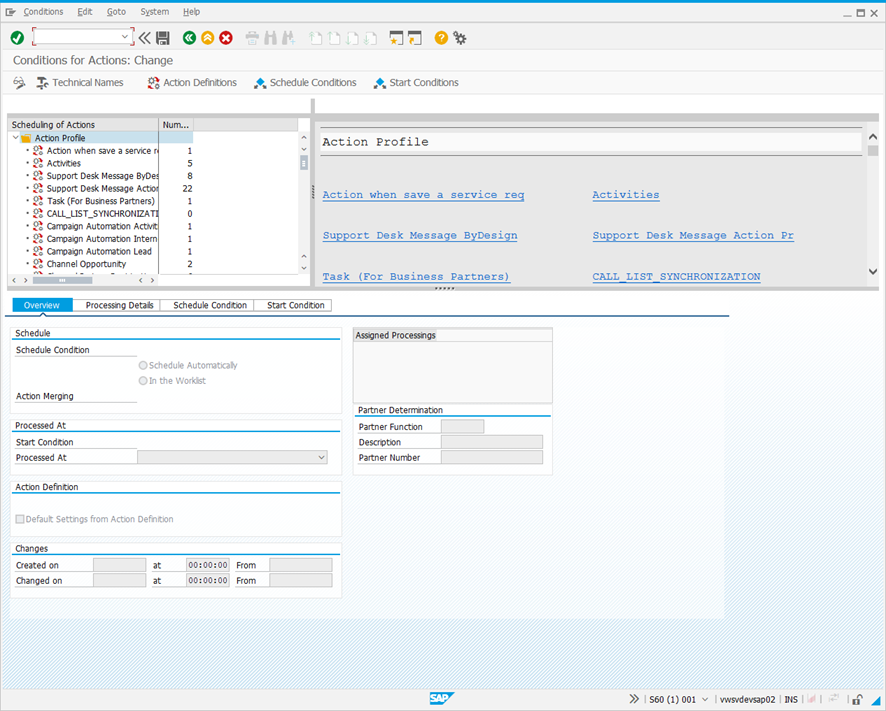 Conditions for Actions: Change screen.