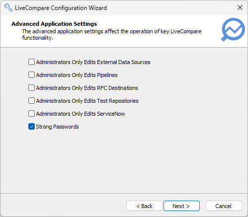 Advanced Application Settings screen.
