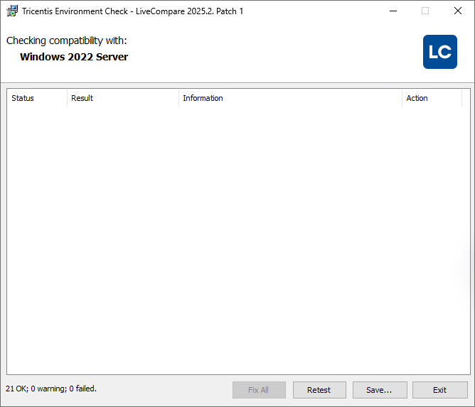 Pre-install Check screen.