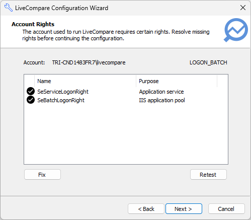 Account Rights screen.
