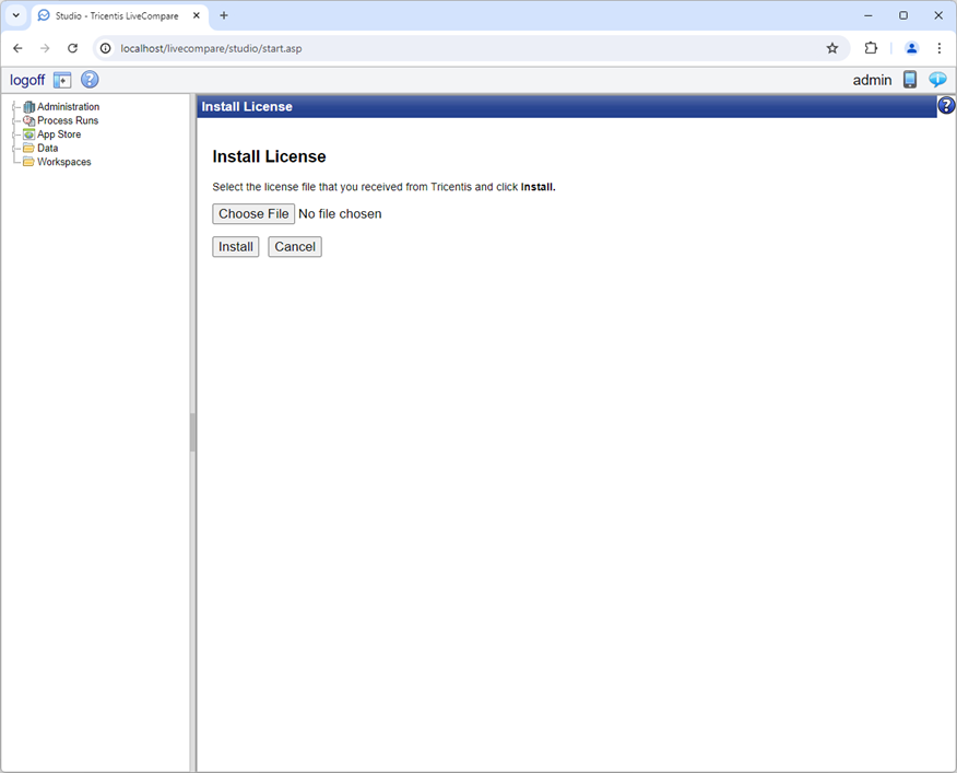 Install License screen.
