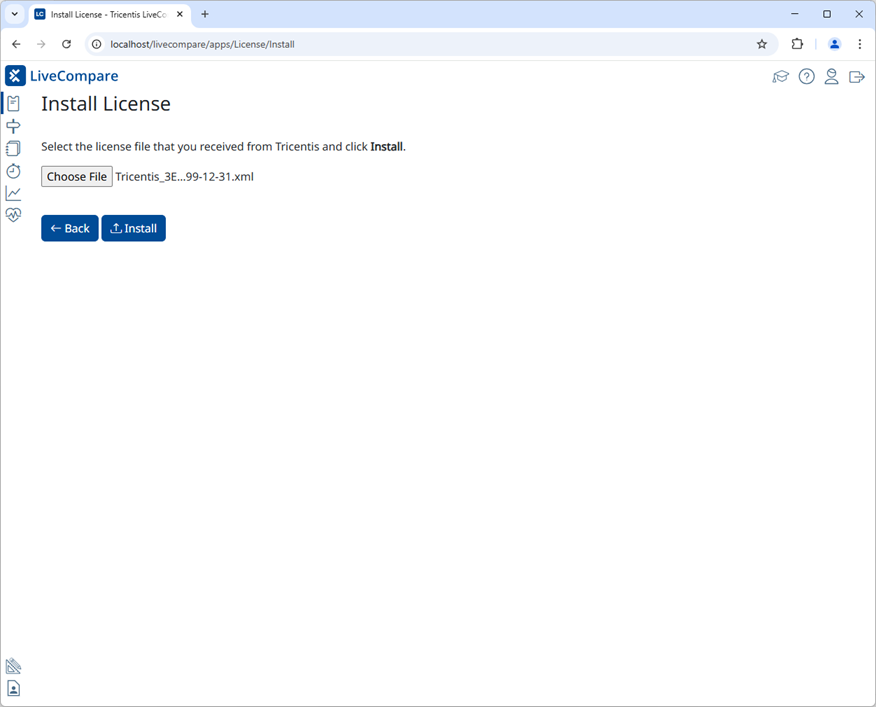 Install License screen.
