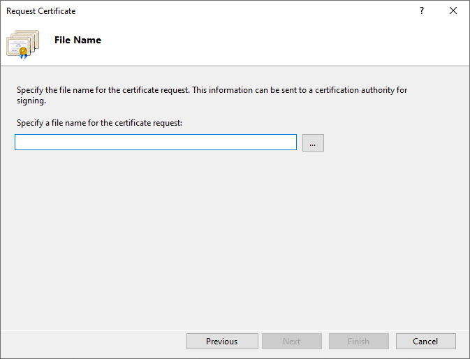 Request Certificate diialog.