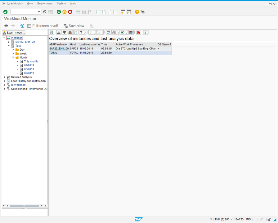 ST03N Month Overview.