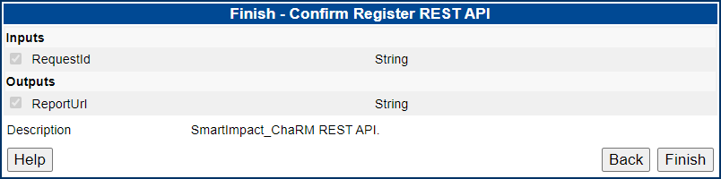 Finish - Confirm Register REST API dialog.
