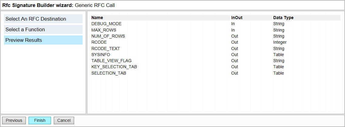Preview Results screen.