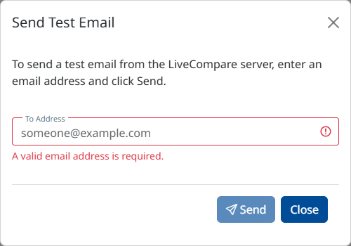 Send Test Email dialog.