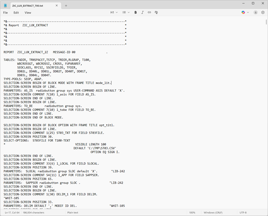 Data Extract program.