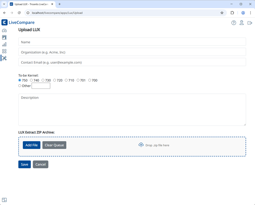 Upload screen.