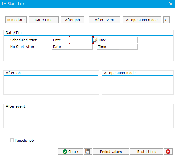 Start Time dialog.