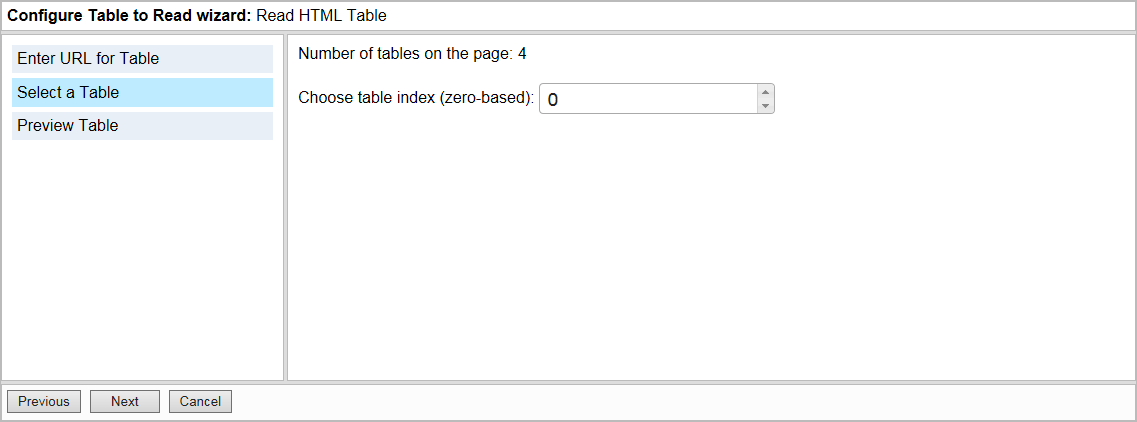Select a Table.