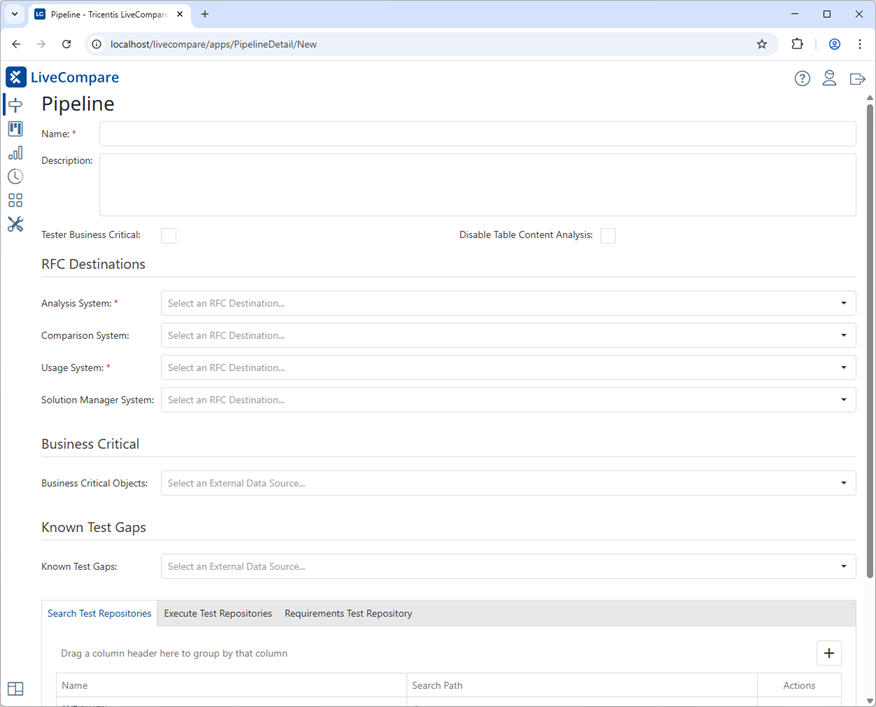 Pipelines screen.