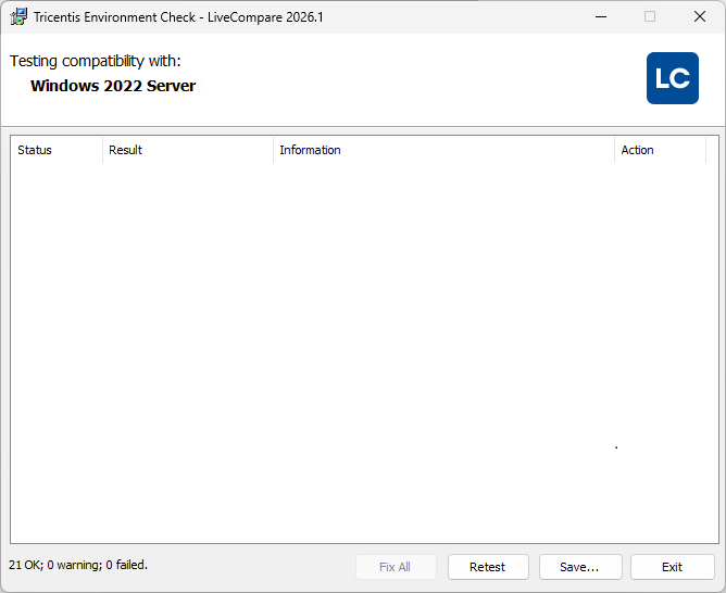 Pre-install Check screen.