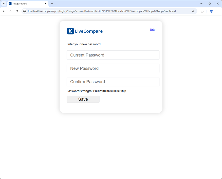 Change Password screen.