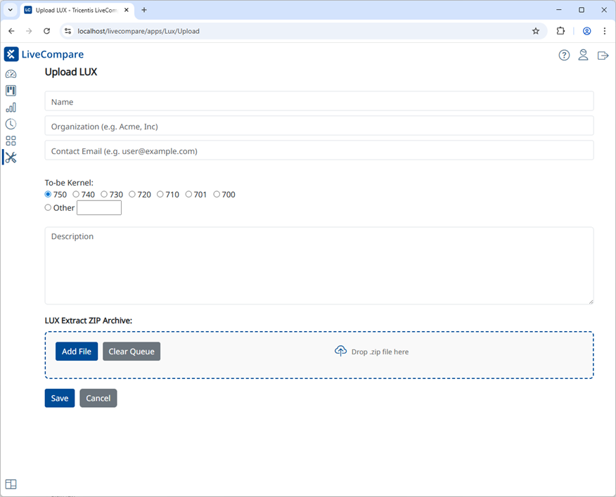 Upload screen.