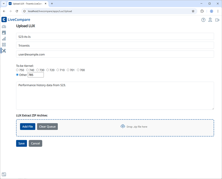 Upload screen.