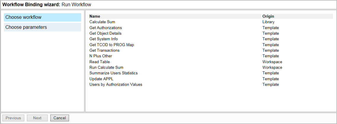 Choose workflow.