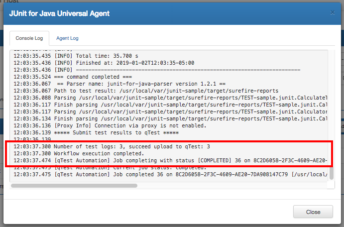 Integrate JUnit for Java with Universal Agent