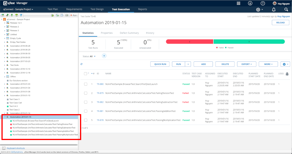 Integrate NUnit test with Universal Agent