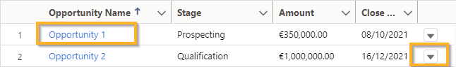 Related list displayed as a table in Salesforce with marked controls that you want to verify and steer.