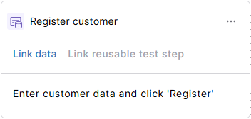 Activity with the name 'Register customer' and the description 'Enter customer data and click Register'.